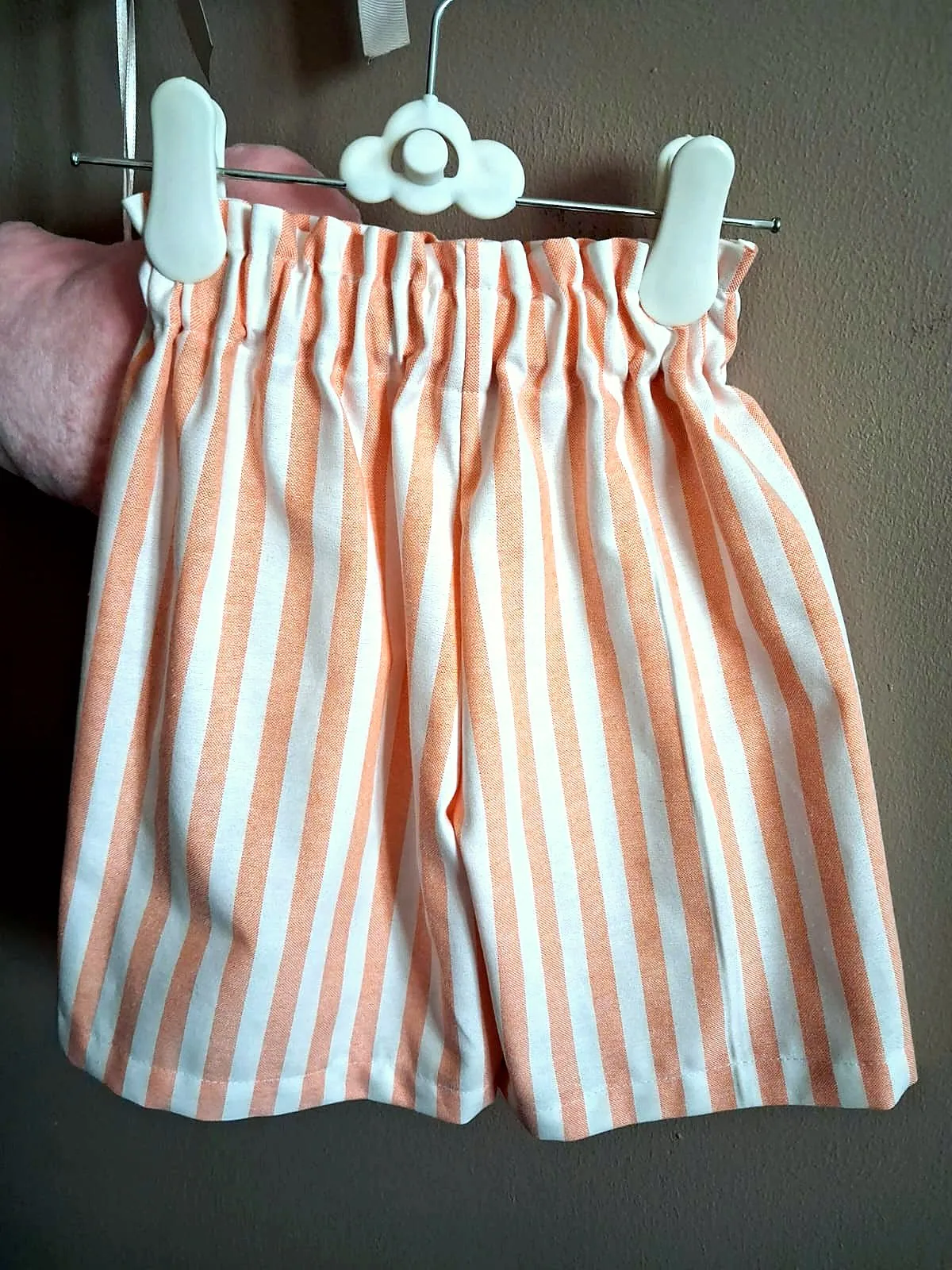 Short Rayé Orange — Rayures orange et blanc, fait main à Vedène