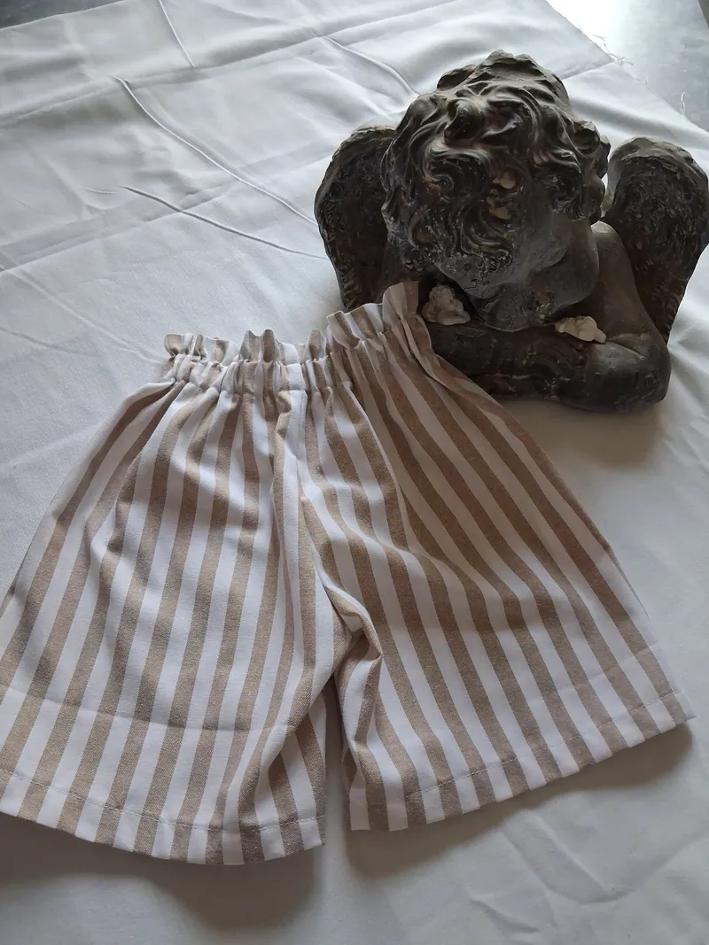 Pantalon Rayé Beige — Rayures beige et blanc, fait main près d'Avignon