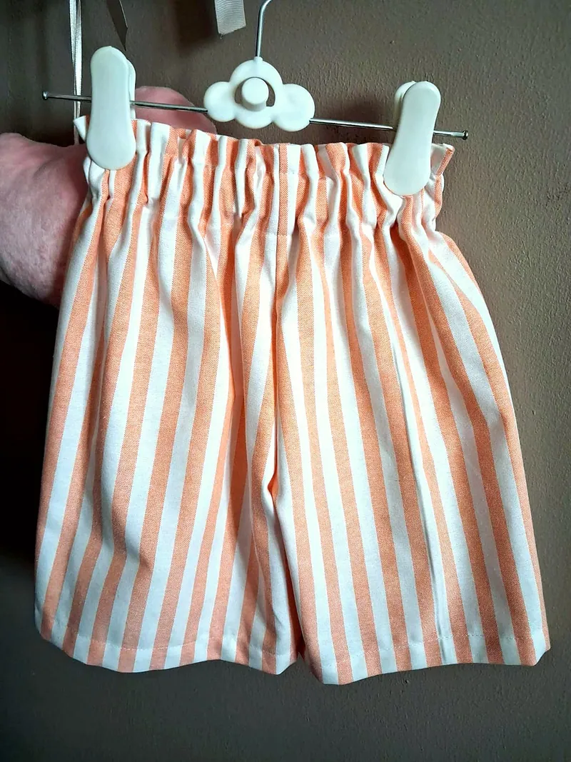 Short Rayé Orange — Rayures orange et blanc, fait main près d'Avignon